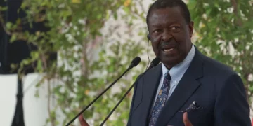 Kenyan Foreign Minister Musalia Mudavadi speaking at a press conference in Nairobi.