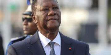 Alassane Ouattara attends an official ceremony in Abidjan after winning his fourth presidential term in Cote d’Ivoire.