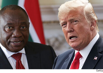 South African President Cyril Ramaphosa and US President Donald Trump during a meeting in Washington.