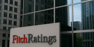 Fitch Ratings signage on office building following Ghana sovereign rating upgrade