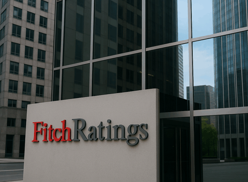 Fitch Ratings signage on office building following Ghana sovereign rating upgrade