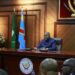 Democratic Republic of Congo President Felix Tshisekedi addresses government officials during a meeting at the presidential palace in Kinshasa.