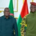 Former South African president Jacob Zuma with Burkina Faso’s Captain Ibrahim Traoré during a meeting at the presidential palace in Ouagadougou to discuss Pan-African cooperation and economic sovereignty.