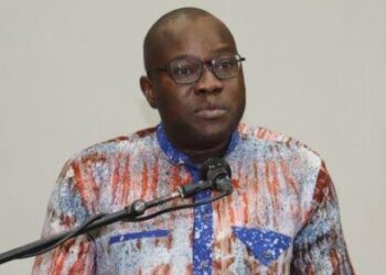 Burkina Faso’s Minister of Economy and Finance, Dr Aboubakar Nacanabo, speaking at a public event on economic policy.