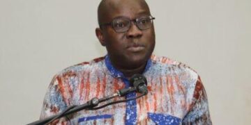 Burkina Faso’s Minister of Economy and Finance, Dr Aboubakar Nacanabo, speaking at a public event on economic policy.