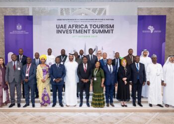 Delegates and ministers from the UAE and over 20 African countries pose for a group photo at the UAE Africa Tourism Investment Summit 2025 in Dubai.