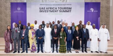Delegates and ministers from the UAE and over 20 African countries pose for a group photo at the UAE Africa Tourism Investment Summit 2025 in Dubai.