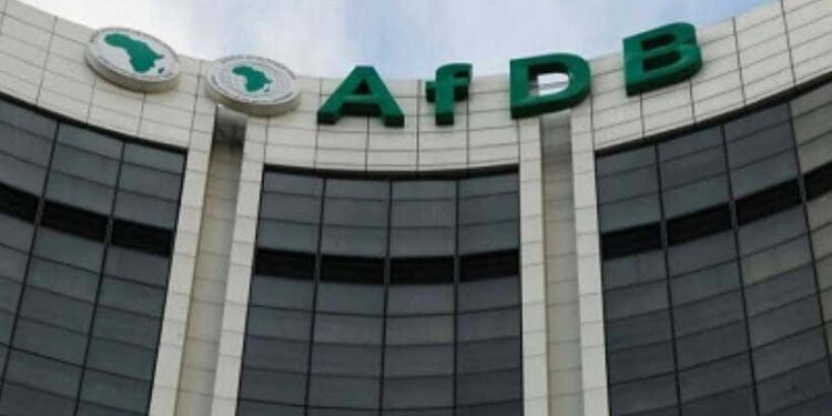Exterior view of the African Development Bank Group headquarters building with the AfDB logo.