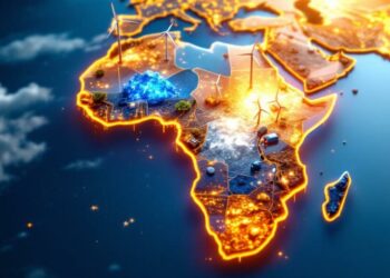Digital illustration of Africa highlighting regions rich in critical minerals and renewable energy, symbolising the continent’s growing role in global resource competition.