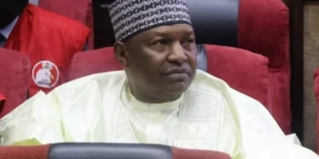 Former Nigerian justice minister seated in court during a high-profile corruption hearing in Abuja, December 2025.