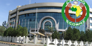 ECOWAS headquarters building in Abuja with the organisation’s emblem displayed