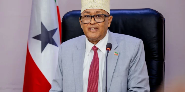 Somaliland President Abdirahman Mohamed Abdullahi speaks during an official address in Hargeisa