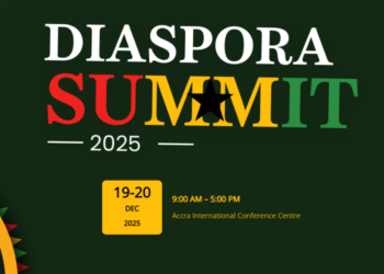 Logo for the Diaspora Summit 2025 showing the event dates, 19–20 December 2025, at the Accra International Conference Centre