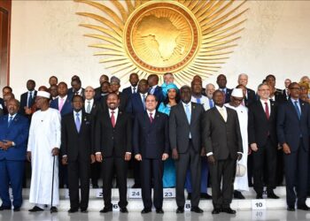 African heads of state pose for a group photograph at the African Union headquarters during a continental leaders’ summit in Addis Ababa