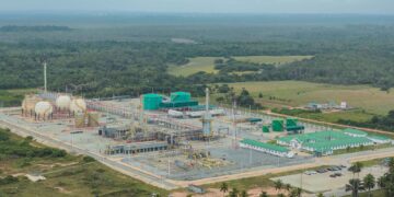 Atuabo Gas Processing Plant in western Ghana, part of the Sankofa OCTP project supplying gas for nationwide electricity generation