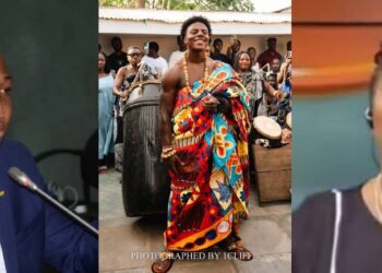 Samuel Okudzeto Ablakwa speaking at parliament, YouTuber IShowSpeed in traditional Ghanaian attire during his Accra visit, and GHOne TV presenter Lily Mohammed on air amid citizenship debate.