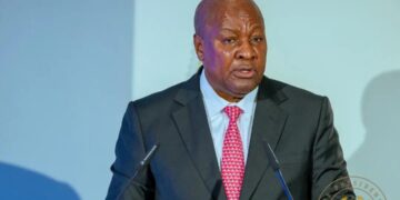 President John Dramani Mahama speaking at the World Economic Forum in Davos, Switzerland, during discussions on the Accra Reset initiative.
