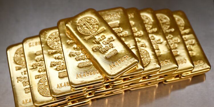 Gold bars stacked in a secure vault as prices hit record highs, boosting Africa’s leading gold producers