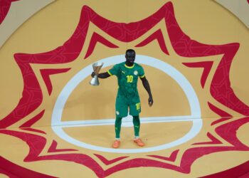 Sadio Mane holds the Africa Cup of Nations trophy after Senegal’s 2025 final victory over Morocco in Rabat.