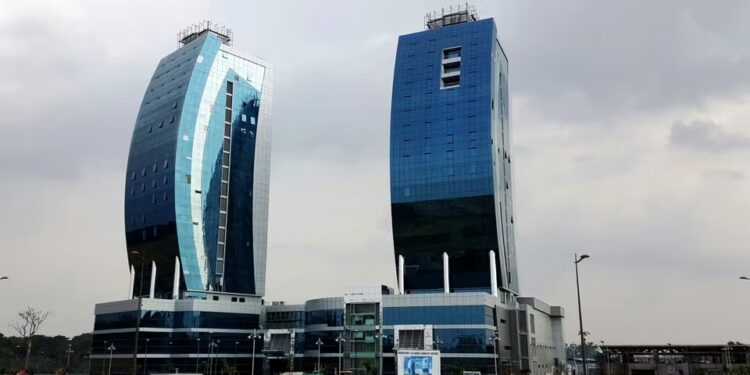 Twin government towers in Ciudad de la Paz, Equatorial Guinea’s new mainland capital, located in Djibloho province