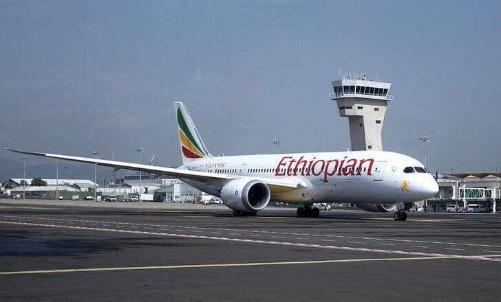Ethiopian Airlines Boeing 787 Dreamliner taxiing on runway at Addis Ababa Bole International Airport