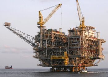 Offshore oil production platform in West Africa as Nigerian crude cargoes face weaker global demand amid an oil surplus