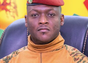 Burkina Faso leader during official address following US Trump health funding agreement