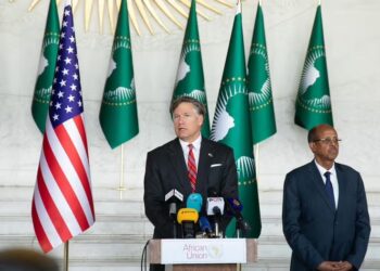 US Deputy Secretary of State Christopher Landau meets African Union Commission Chairperson Mahmoud Ali Youssouf in Addis Ababa