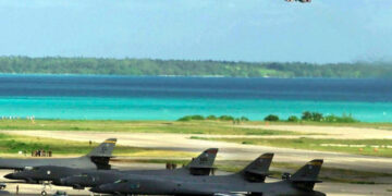 US military aircraft at Diego Garcia base in the Chagos Islands, a key strategic installation in the Indian Ocean.