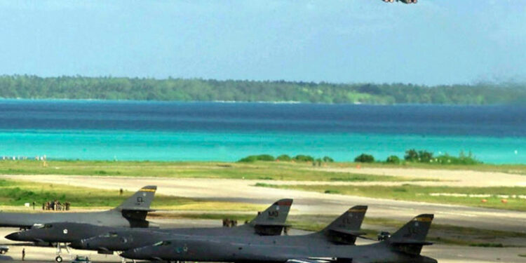 US military aircraft at Diego Garcia base in the Chagos Islands, a key strategic installation in the Indian Ocean.