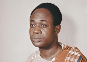 Portrait of Ghana’s first president Kwame Nkrumah, whose legacy is debated 60 years after his 1966 overthrow