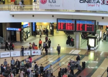 International travellers arriving at OR Tambo International Airport in Johannesburg, South Africa