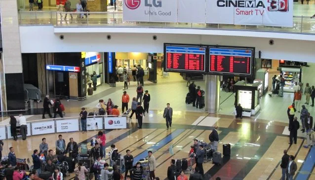International travellers arriving at OR Tambo International Airport in Johannesburg, South Africa