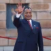 Denis Sassou Nguesso waves during a public appearance ahead of the March 15, 2026 Congo Republic presidential election