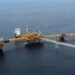 Nigerian offshore oil platform in the Gulf of Guinea producing crude oil for export to the United States
