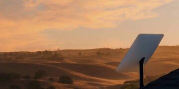 Starlink satellite internet dish installed in a rural landscape, highlighting connectivity expansion challenges in Africa