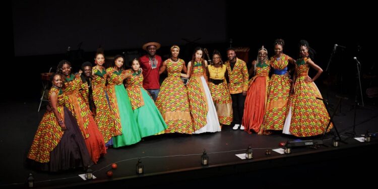 African Choir of Norfolk performing in Kente cloth at Canterbury Cathedral during Archbishop Sarah Mullally installation