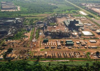 Aerial view of Balama graphite mine in Mozambique, operated by Syrah Resources, showing large-scale mining and processing facilities
