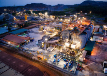 Industrial gold processing facility at a mining site in Ghana