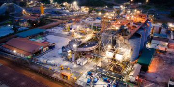 Industrial gold processing facility at a mining site in Ghana