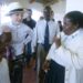 Madonna speaks with local staff and children during a visit to a Raising Malawi project in Malawi