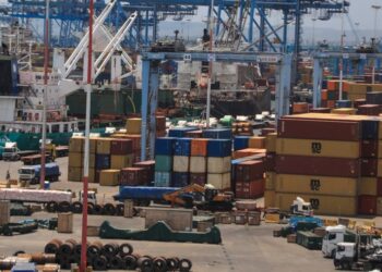 Cargo containers and ships at Mombasa port as Kenya’s tea exports face disruption from Middle East conflict