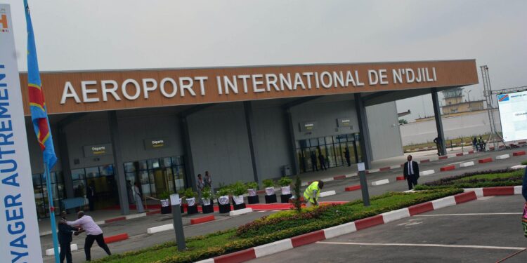 N’djili International Airport terminal in Kinshasa where authorities seized up to $3.5m in cash during a financial crime investigation