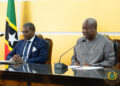 Ghana President John Mahama and St Kitts and Nevis Prime Minister Terrence Drew hold talks in Accra on visa-free travel and Africa–Caribbean cooperation