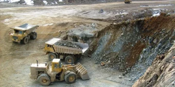Zambia copper mine trucks loading ore as country targets 3m tons copper output by 2031