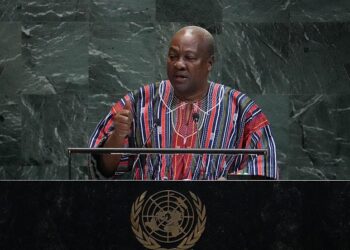 John Dramani Mahama speaking at the United Nations General Assembly in New York