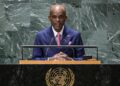 Togo Foreign Minister Robert Dussey addresses the United Nations General Assembly while advocating for a new world map reflecting Africa’s true size