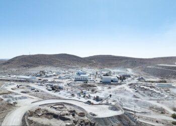 Namibia Uis lithium project mining site showing pegmatite terrain and processing infrastructure