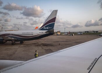 Nigeria airline aircraft on airport tarmac amid aviation fuel cost crisis