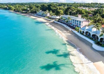 Luxury beachfront resort along Barbados’ Platinum Coast with turquoise waters and white sand shoreline